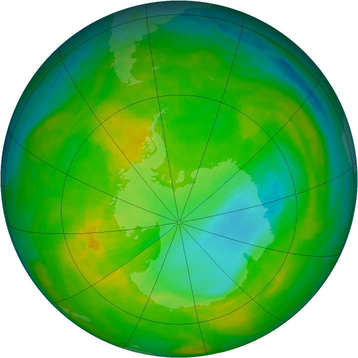 Antarctic ozone map for 01 December 1986